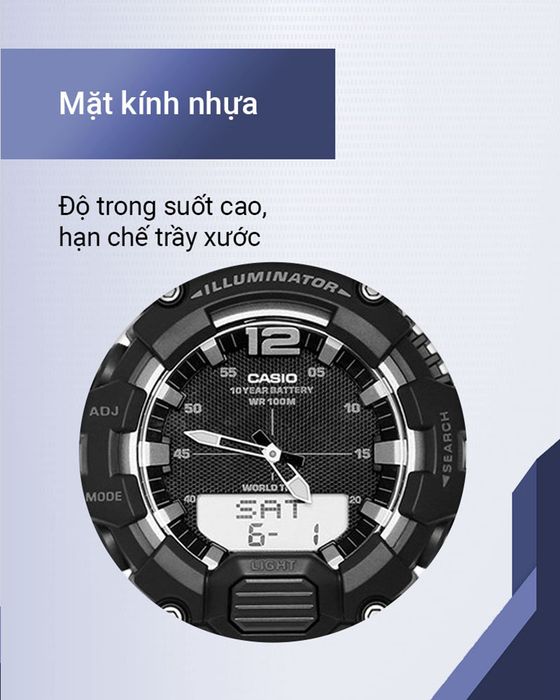 Đồng hồ Nam Casio HDC-700-1AVDF có mặt kính bằng nhựa