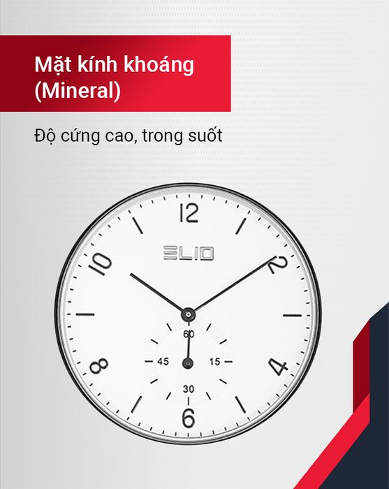 Đồng hồ nam Elio EL057-01 có mặt kính khoáng chịu lực tốt