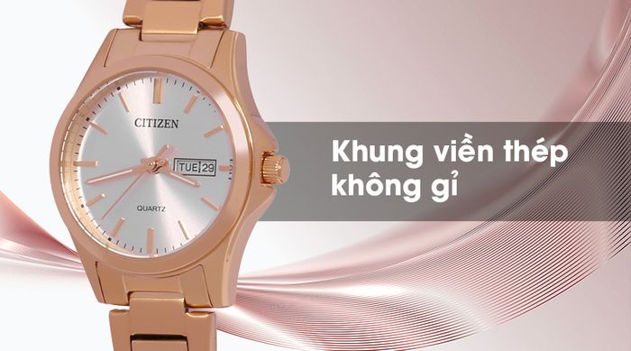 Đồng hồ nữ Citizen EQ0593-85P có bộ khung viền cứng cáp