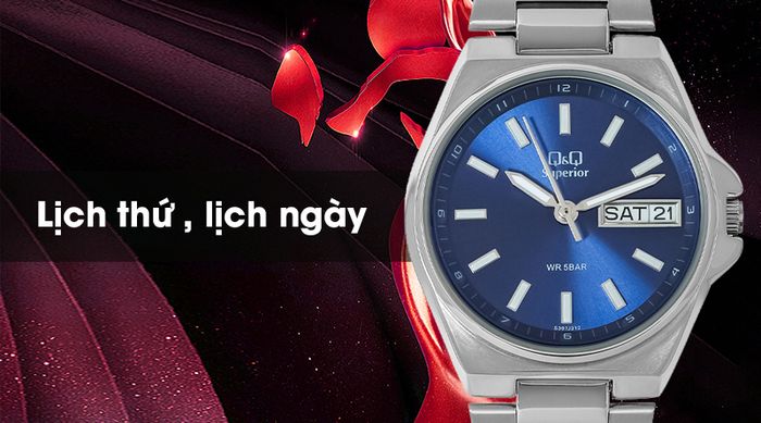 Đồng hồ nữ Q&Q S397J212Y được trang bị lịch thứ, lịch ngày tiện lợi