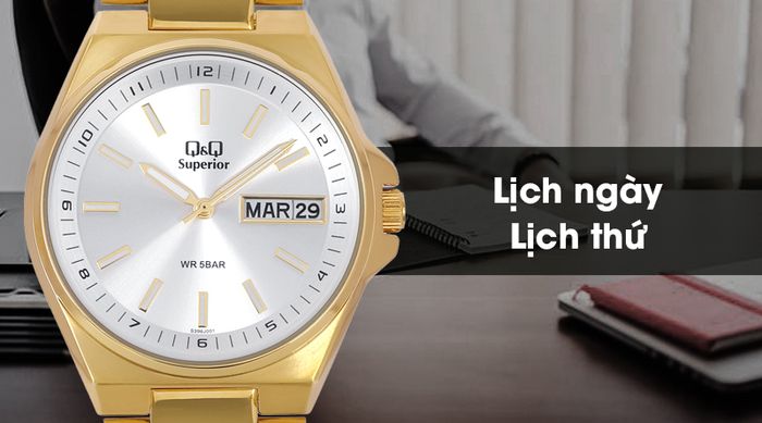 Đồng hồ nam Q&Q S396J001Y có lịch ngày và lịch thứ tiện dụng