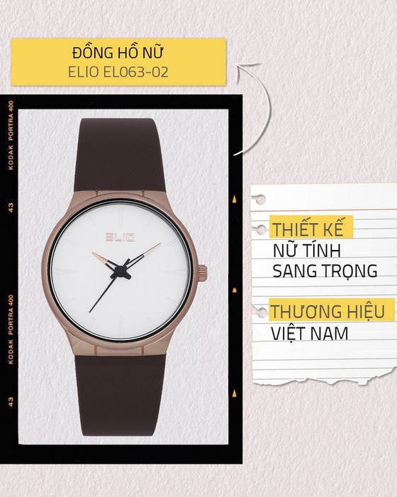 Đồng hồ Nữ Elio EL063-02 với thiết kế nữ tính, trẻ trung