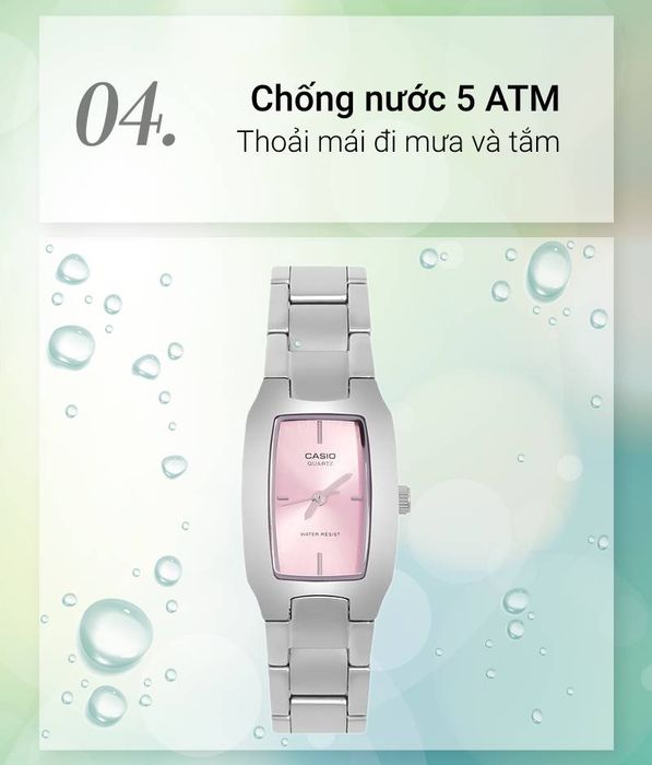 Đồng hồ nữ Casio LTP-1165A-4CDF có hệ số chống nước 5 ATM