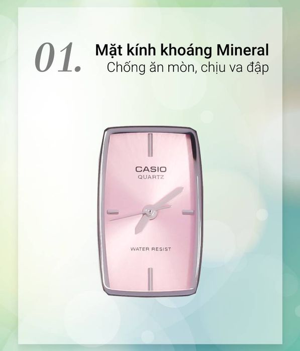 Đồng hồ nữ Casio LTP-1165A-4CDF có mặt kính khoáng trong suốt
