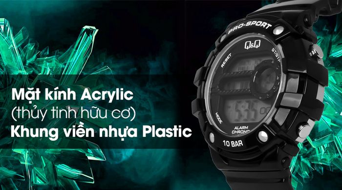Đồng hồ nam/nữ Q&Q M154J002Y có mặt kính bền bỉ, khung viền nhẹ nhàng