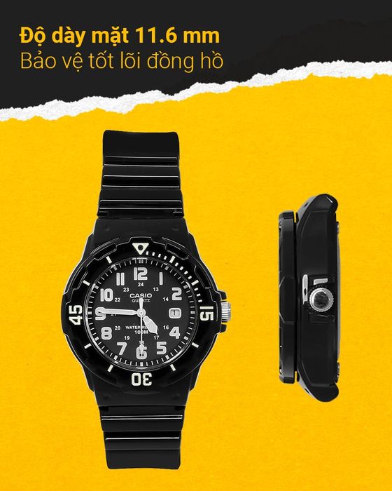 Đồng hồ nữ Casio LRW-200H-1BVDF với độ dày mặt 11.6 mm