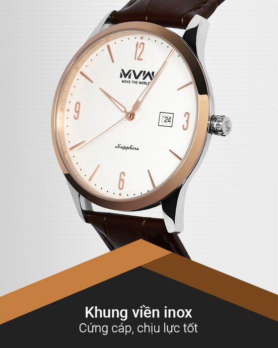 Đồng hồ Nam MVW ML055-01 có khung viền inox chịu lực tốt