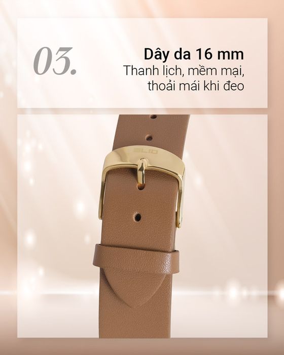 Đồng hồ nữ Elio EL071-02 có dây đeo da nhẹ nhàng