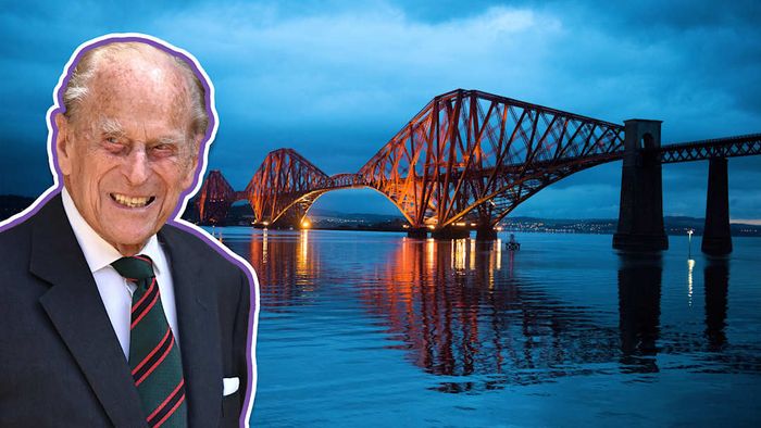 Prince Philip with the Forth Bridge.