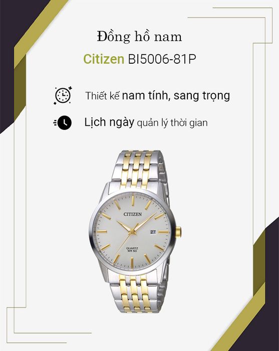Tổng quan về đồng hồ nam Citizen BI5006-81P
