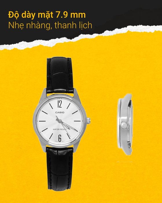 Đồng hồ nữ Casio LTP-V005L-7BUDF có mặt đồng hồ mỏng nhẹ