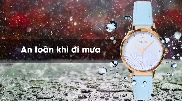 Đồng hồ Nữ Elio EL006-01 an toàn khi đi mưa