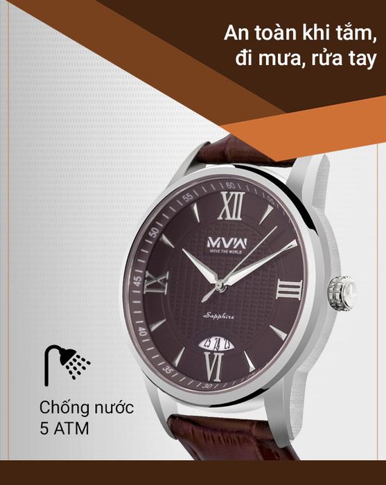 Đồng hồ nam MVW ML052-02 có hệ số chống nước 5 ATM