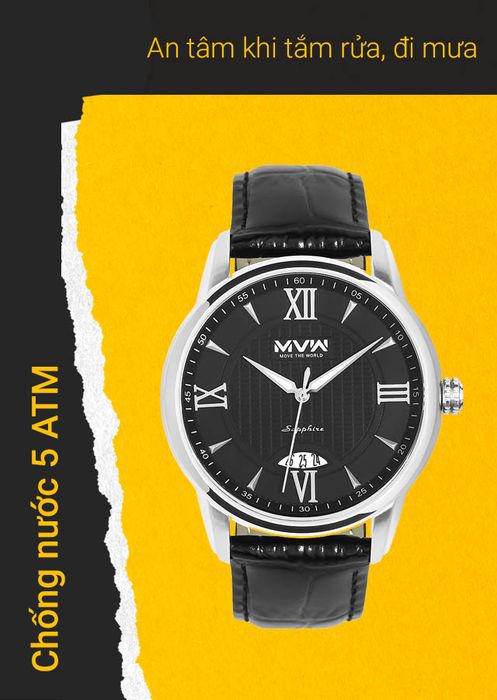 Đồng hồ nam MVW ML052-01 có hệ số chống nước 5 ATM