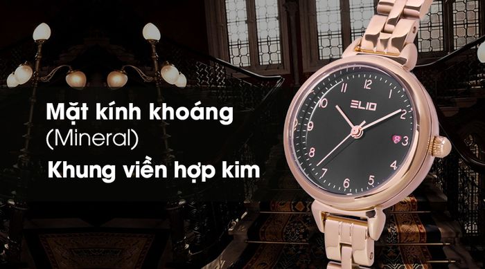 Đồng hồ nữ Elio ES052-02 có khả năng chịu va đập tốt