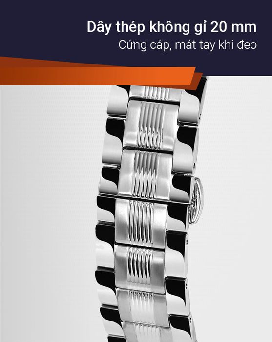 Đồng hồ nam MVW MS061-01 có dây đeo thép không gỉ chống oxi hóa tốt