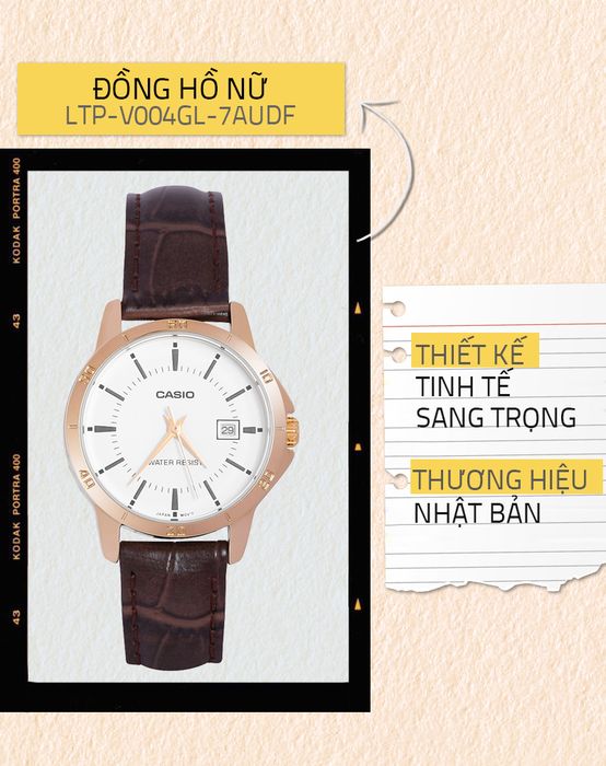 Đồng hồ nữ Casio LTP-V004GL-7AUDF có thiết kế nữ tính