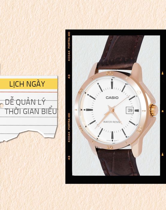 Đồng hồ nữ Casio LTP-V004GL-7AUDF được trang bị ô lịch ngày tiện lợi