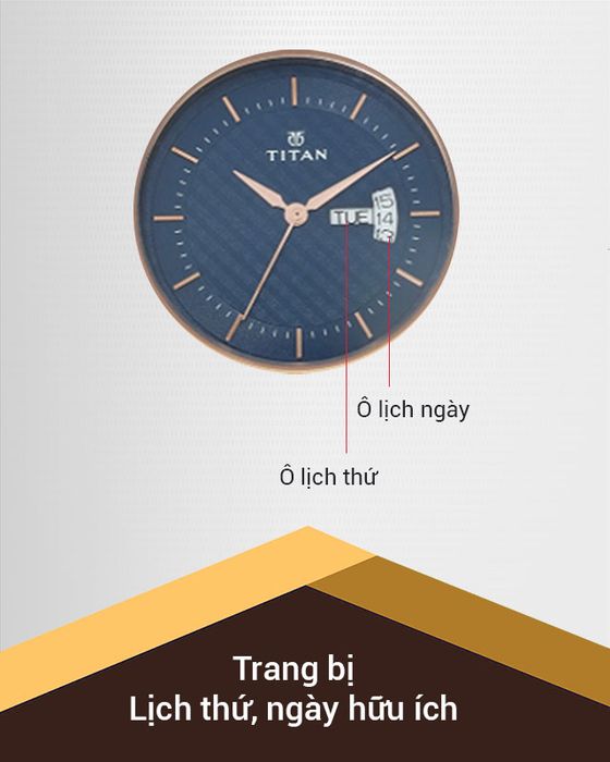 Đồng hồ nam Titan 1824WL01 còn có lịch thứ, ngày hữu ích