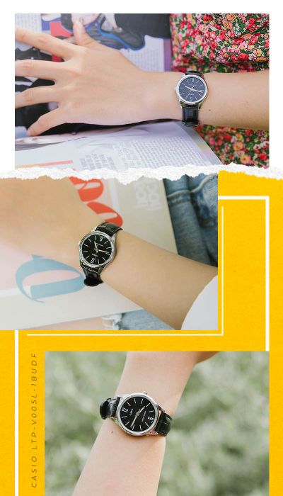 Trên tay đồng hồ Nữ Casio LTP-V005L-1BUDF