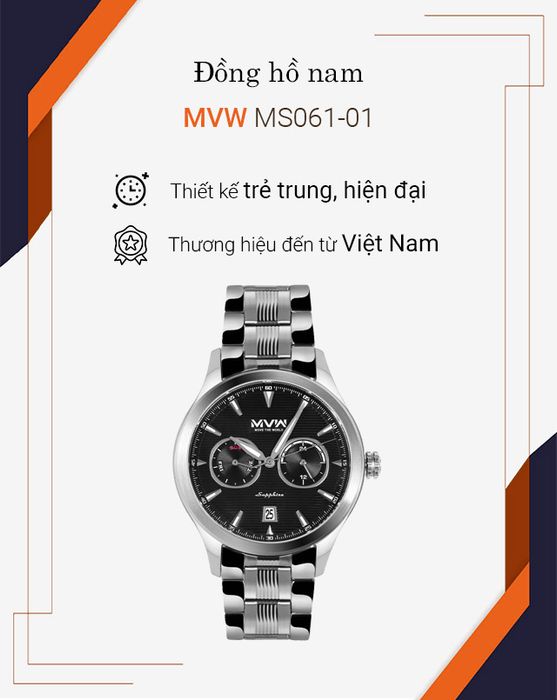 Đồng hồ nam MVW MS061-01 có thiết kế trẻ trung