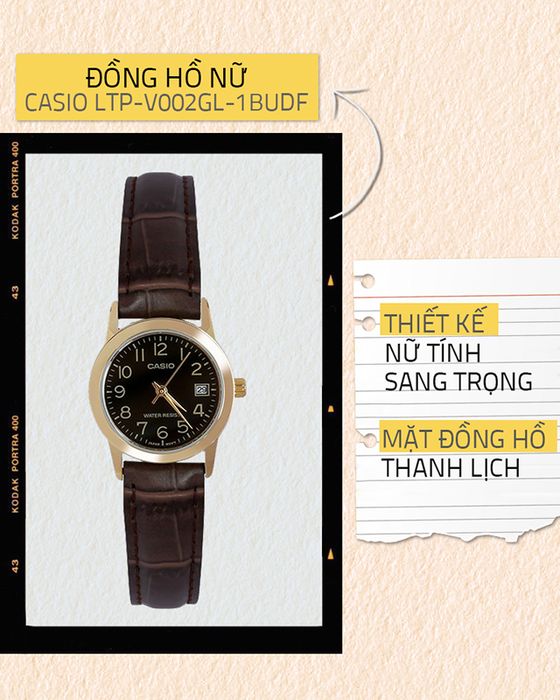 Đồng hồ nữ Casio LTP-V002GL-1BUDF có thiết kế nữ tính