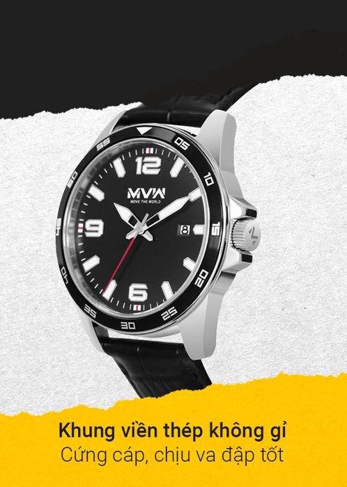 Đồng hồ Nam MWW MP007-01 có khung viền thép không gỉ