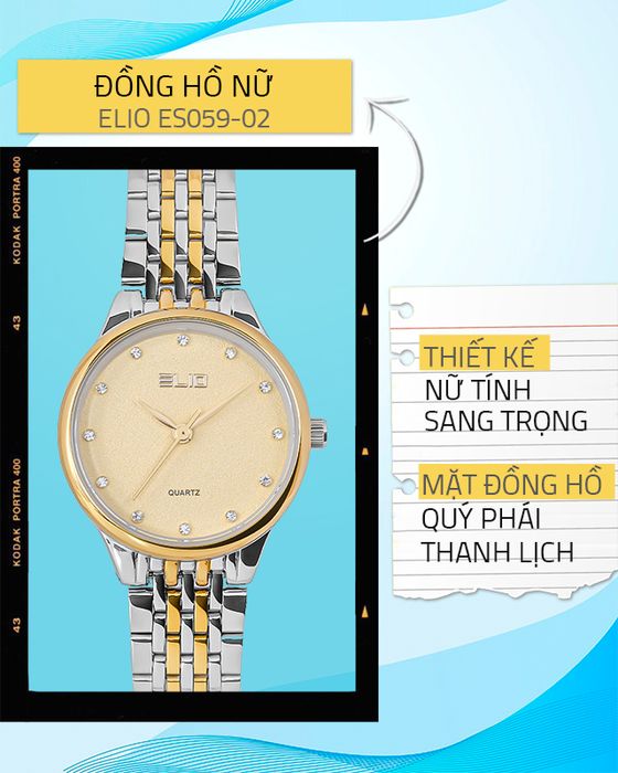 Đồng hồ Nữ Elio ES059-02 có thiết kế tinh tế