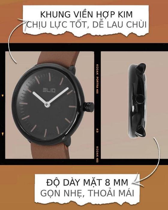Đồng hồ Nam Elio EL060-01 có khung viền hợp kim bền bỉ