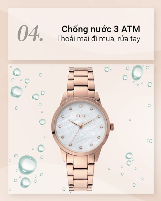 Đồng hồ nữ ELLE ELL25002 có hệ số chống nước 3 ATM