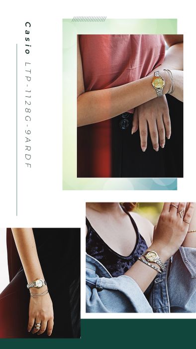 Trên tay đồng hồ Nữ Casio LTP-1128G-9ARDF