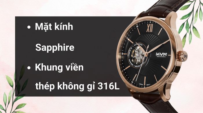 Chất liệu mặt kính và khung viền của mẫu đồng hồ
