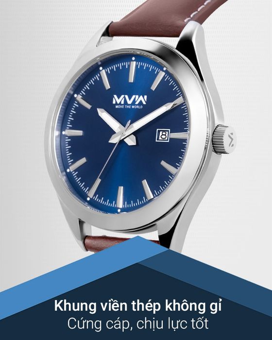Đồng hồ nam MWW ML039-01 có khung viền thép không gỉ chắc chắn