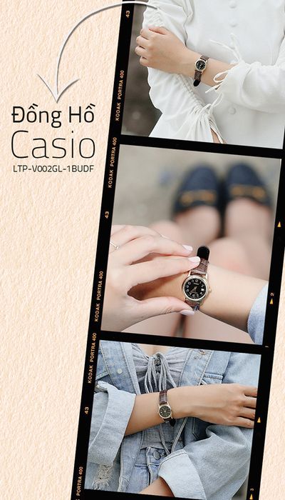 Đồng hồ nữ Casio LTP-V002GL-1BUDF - đeo trên tay