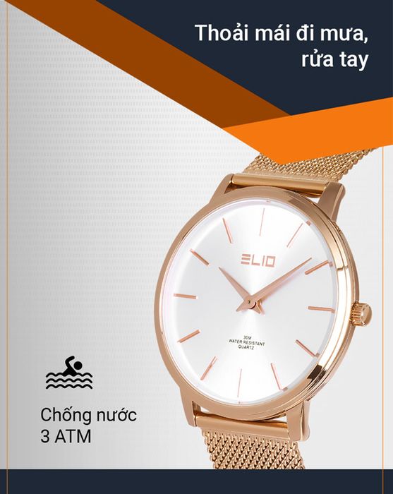 Đồng hồ nam Elio ES045-01 có hệ số chống nước 30m