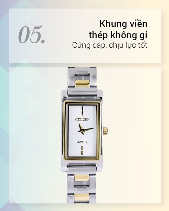 Đồng hồ nữ Citizen EZ6364-83A có khung viền chắc chắn và cứng cáp