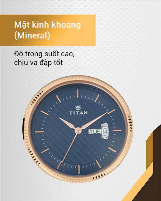 Đồng hồ nam Titan 1824WL01 sở hữu mặt kính khoáng cứng cáp