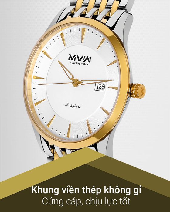 Đồng hồ nam MVW MS064-01 có khung viền thép không gỉ bền bỉ