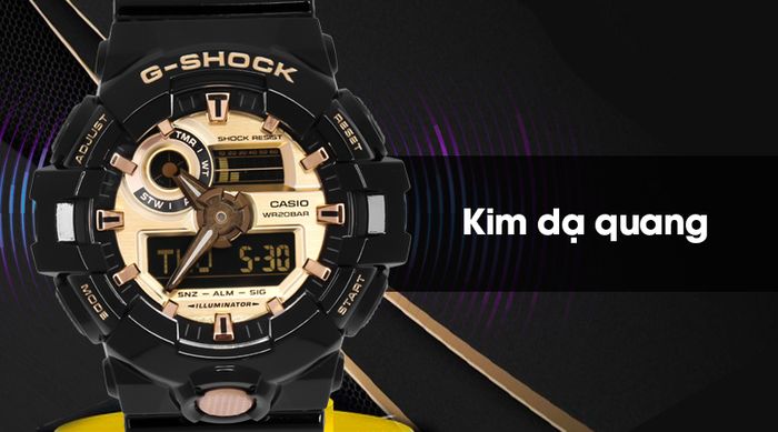 Đồng hồ Nam G-shock GA-710GB-1ADR có kim dạ quang tiện lợi