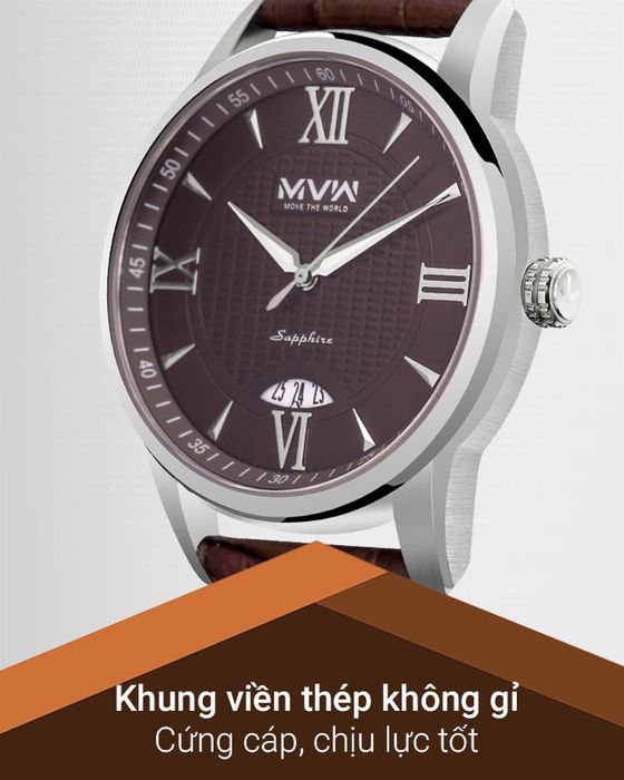 Đồng hồ nam MVW ML052-02 bền với khung viền thép không gỉ
