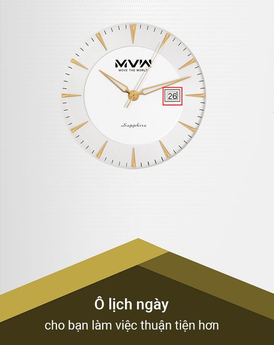 Đồng hồ nam MVW MS064-01 được trang bị ô lịch ngày tiện lợi