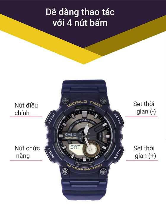 Đồng hồ Nam Casio AEQ-110W-2AVDF dễ dàng thao tác