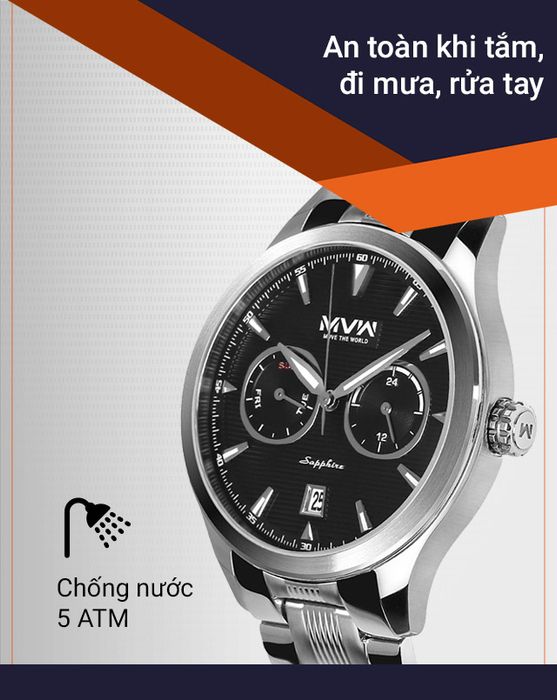 Đồng hồ nam MVW MS061-01 có hệ số chống nước 5 ATM