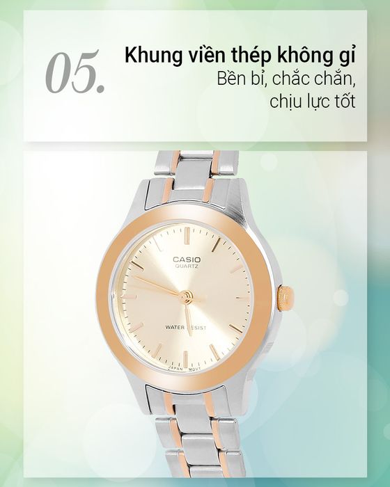 Đồng hồ Nữ Casio LTP-1128G-9ARDF có khung viền chắc chắn