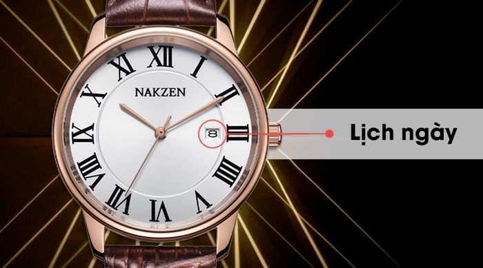 Đồng hồ nam Nakzen SL4090GBN-7NR có tính năng lịch ngày tiện lợi