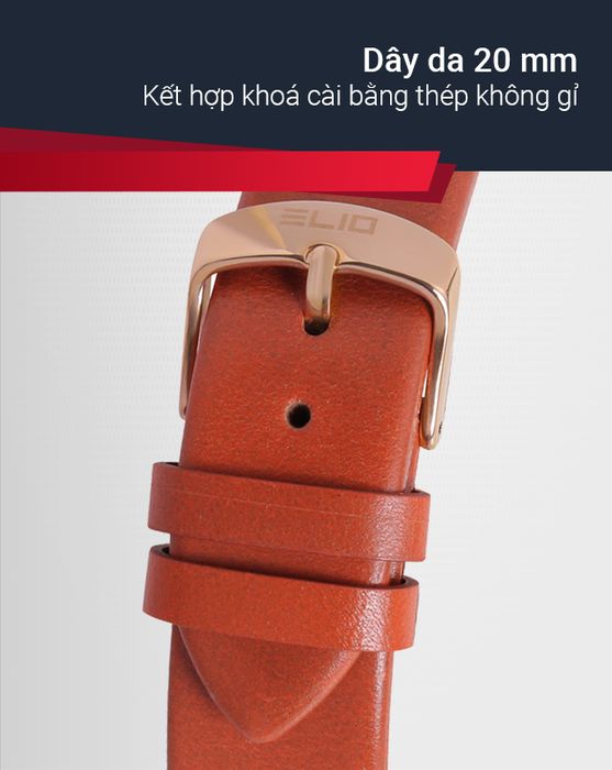 Đồng hồ nam Elio EL068-01 có dây đeo da êm tay và nhẹ nhàng