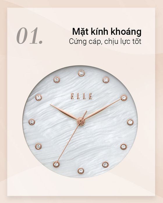 Đồng hồ nữ ELLE ELL25002 có mặt kính chịu lực tốt