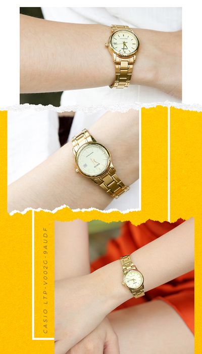 Đồng hồ nữ Casio LTP-V002G-9AUDF - đeo trên tay
