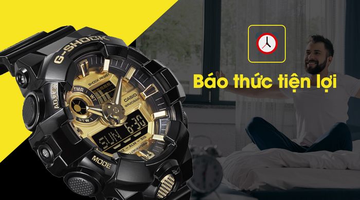 Đồng hồ Nam G-shock GA-710GB-1ADR với chức năng báo thức