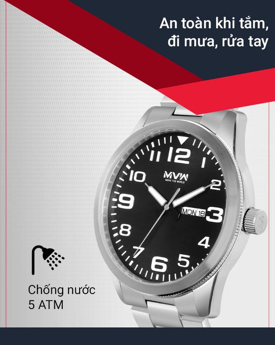 Đồng hồ nam MWW MS055-01 có hệ số chống nước 5 ATM